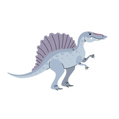 Cartoon spinosaurus. Flat simple style carnivore dinosaur. Jurassic predator animal. Vector illustration for kid education or party design elements. Isolated on white background.