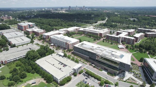 Drone shot of NC State University