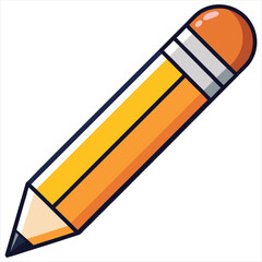 Pencil icon flat design vector isolated, Pencil Icon Flat Design. Pen Flat Line Icon with Editable Stroke. Checklist, Clipboard and Pencil Icon Flat Design on White Background. Pencil vector.