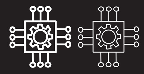Abstract black art icon.inside and connectionsof a central processing unit