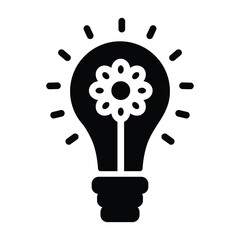 Lightbulb Black Icon with Symbolizing Idea and Innovation.