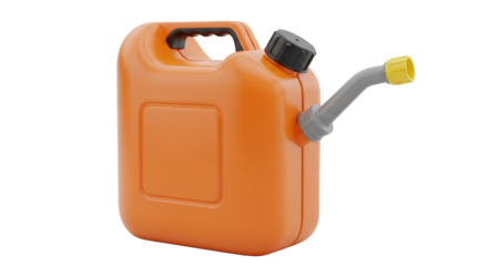 Orange Plastic Gas Can Jerrycan Fuel Container Isolated On White Background Stock Photo
