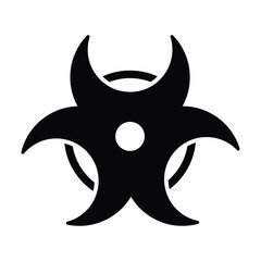 Biohazard Symbol Depicting Hazardous Warning for Danger Awareness in Solid Black Icon.