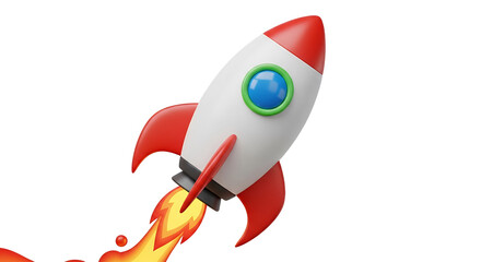 Rocket Launching Upward with Flames Business Growth Success and Speed Concept Illustration