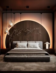 A modern bedroom in a luxurious design style..