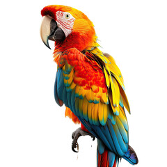 Fototapeta premium and keyword list based on the image you provided.. Colorful Parrot Posing, Profile View in Tropical Environment