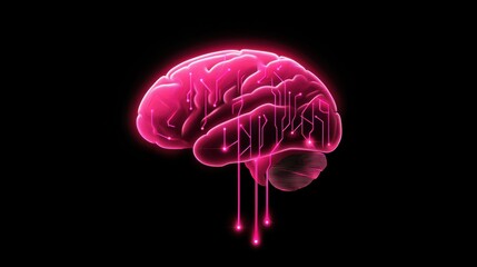 Innovation Abstract Brain with Circuit Brain outline filled with complex circuitry, detailed and technological