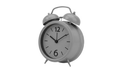 Vintage Gray Alarm Clock on White Background Time Management and Deadline Concept