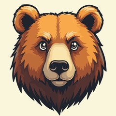 Vector Illustration of Bear Head with Realistic Facial Features in Natural Brown Tones in Modern Style for Wildlife and Nature Branding