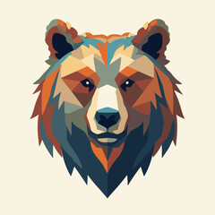Geometric Bear Vector Illustration in Modern Style with Earth Tone Colors