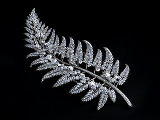 Crystalline Brooch Mimicking Frostcovered Ferns