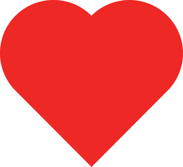 A simple, bold red heart, a universal symbol of love and affection. The heart's shape is clean and modern, perfect for various design applications.