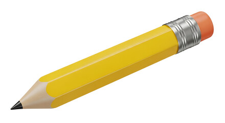 Yellow Pencil Isolated on White Background for Education Writing and Creative Design Concepts