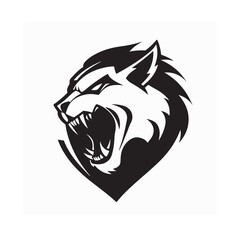Bold Fierce Roaring Big Cat Vector Logo with Clean Simple Line