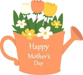 Happy mothers day cute flower and decoration for the spring holiday. Vector illustration bouquet of flowers, gift. best mom for mothers day