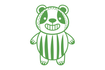 Adorable green panda standing with stripes and a cheerful smile brings joy