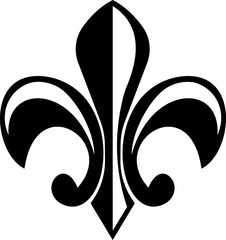Fleur De Lis black icon Royal French heraldic symbol New Orleans hold support and recover Design element was the official emblem of French monarchy, symbolizing, royalty, purity, and divine right