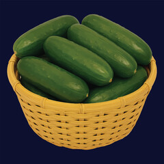 Editable 3D Glossy Cucumber Basket