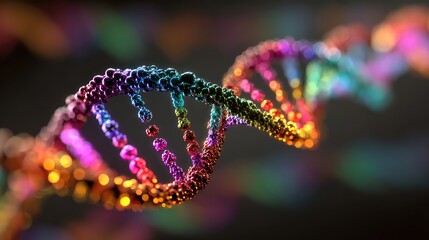 Abstract molecular structure in glowing colors representing a scientific DNA helix concept with futuristic tones.