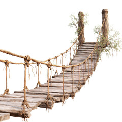 Naklejka premium Wooden bridge with rope strung across it