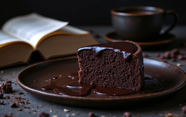 chocolate cake with coffee