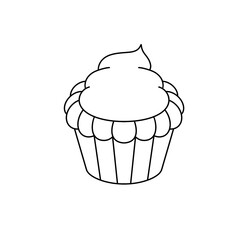 A white cupcake with frosting on top