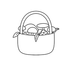 A basket of mushrooms and other vegetables