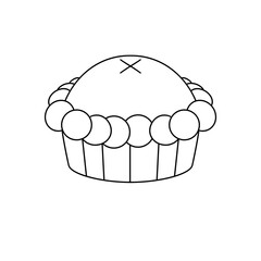 A white cake with a blueberry on top and a cross through it