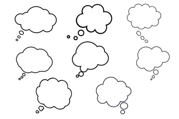 Set of thought bubble, thought icon set, set of speech bubbles, clouds 