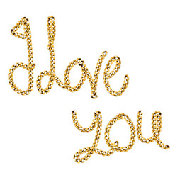 I love you message in gold chain lettering for valentine's day design on transparent background