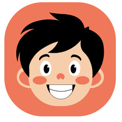 Obraz premium Cartoon boy with frightened face expression, clenched teeth and wide eyes, showing nervous and scared reaction.