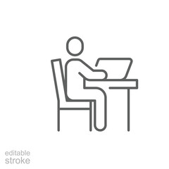 Desk Educate Study Outline Icon Editable Stroke Online Education