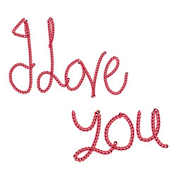 I love you text made of red chain links for valentine's day design on transparent background