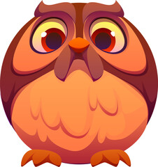 Letter O as cute cartoon owl character, kids animal alphabet, funny zoo mascot font, children English typeface, funny abc type as funny forest owlet bird with big eyes and round, plump feathered body