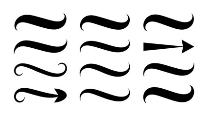 Fototapeta premium Set of Black Swirls and Arrows Underlines
