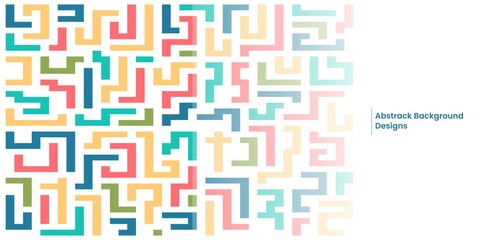 Colorful abstract geometric pattern featuring interlocking maze-like lines creating a complex, modern background design.