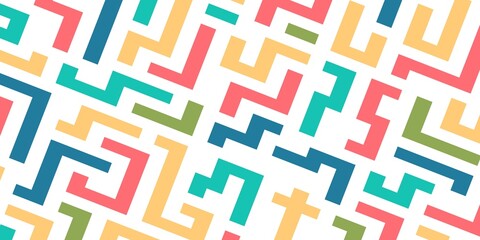 Vibrant abstract geometric pattern featuring an intricate network of colorful interlocking lines and shapes, creating a dynamic and engaging background design for various creative projects.