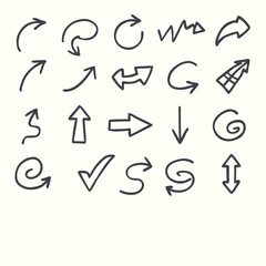 Hand Drawn Arrows Vector Set – Sketch Doodle Arrow Icon