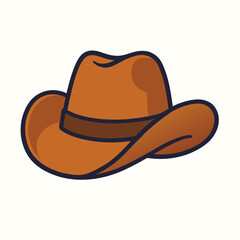 Cowboy Hat  Western Style Brown Hat Icon Vector Illustration