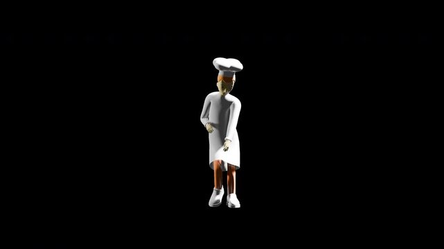 3d render chef dancing house. step hip-hop dance. prores 4444