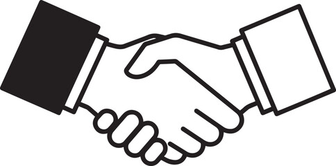A black and white vector illustration of a handshake.