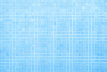 Blue light ceramic wall chequered and floor tiles mosaic background in bathroom, kitchen. Design pattern geometric with grid wallpaper texture decoration pool. Simple seamless abstract surface clean.