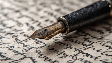 Vintage fountain pen on aged paper