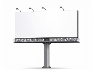 Obraz premium Isolated blank billboard with an empty screen for commercial advertising. A realistic 3D mockup for outdoor marketing campaigns