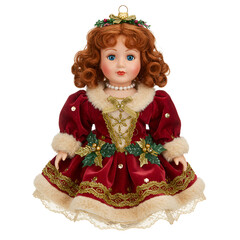 Fototapeta premium Woman with curly red hair wearing elegant dress and jewelry