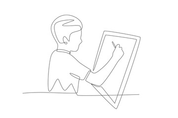 Art clubs concept one-line drawing