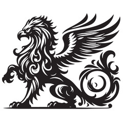 Fototapeta premium black Mythic Animal Cerberus Silhouette Vector, High Quality Illustration on White Background