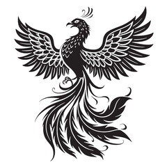 black phoenix Silhouette Vector, High Quality Illustration on White Background