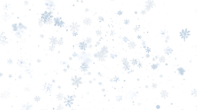Snowfall isolated. Winter background. Snow overlay illustration. Snowflakes and ice.