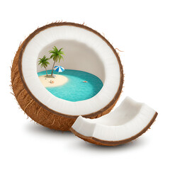 Another wooden bowl with different food or soup meal inside